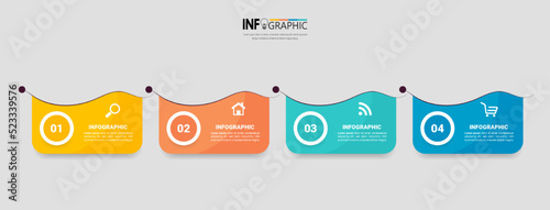 Four steps business infographics template vector.