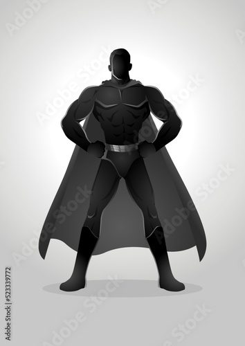Superhero posing with hands on hips