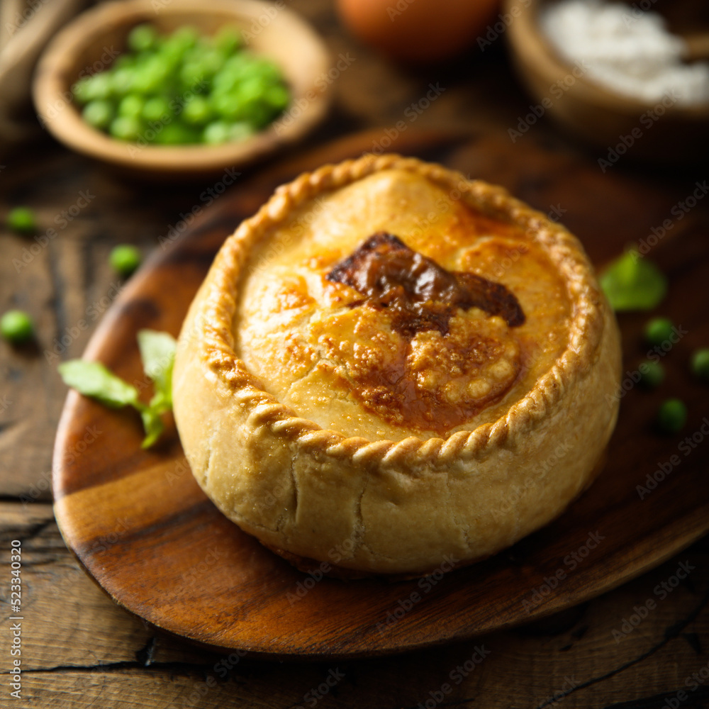 Traditional homemade British meat pie Traditional homemade British meat pie