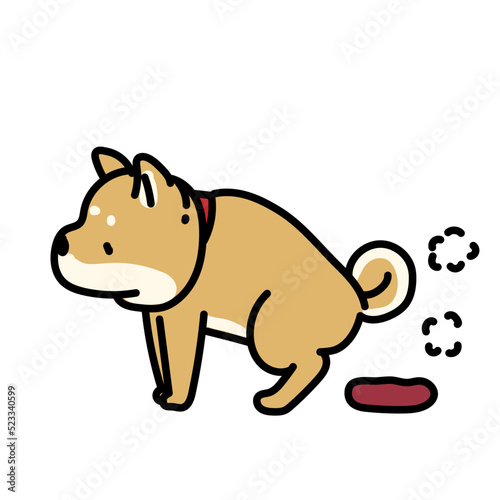 ウンチをする柴犬のシンプルでかわいいイラスト