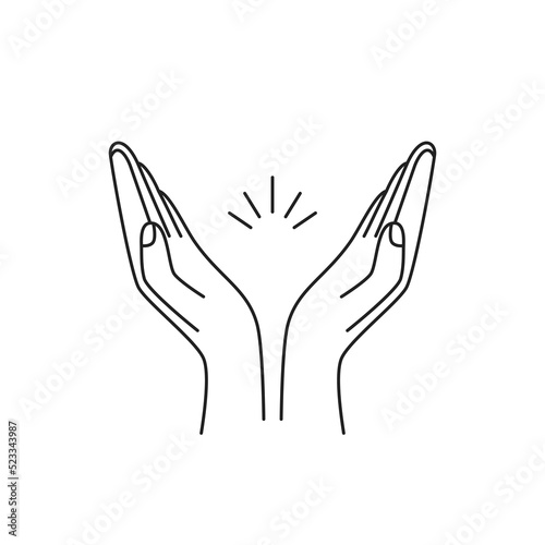 black thin line prayer hands like praise icon