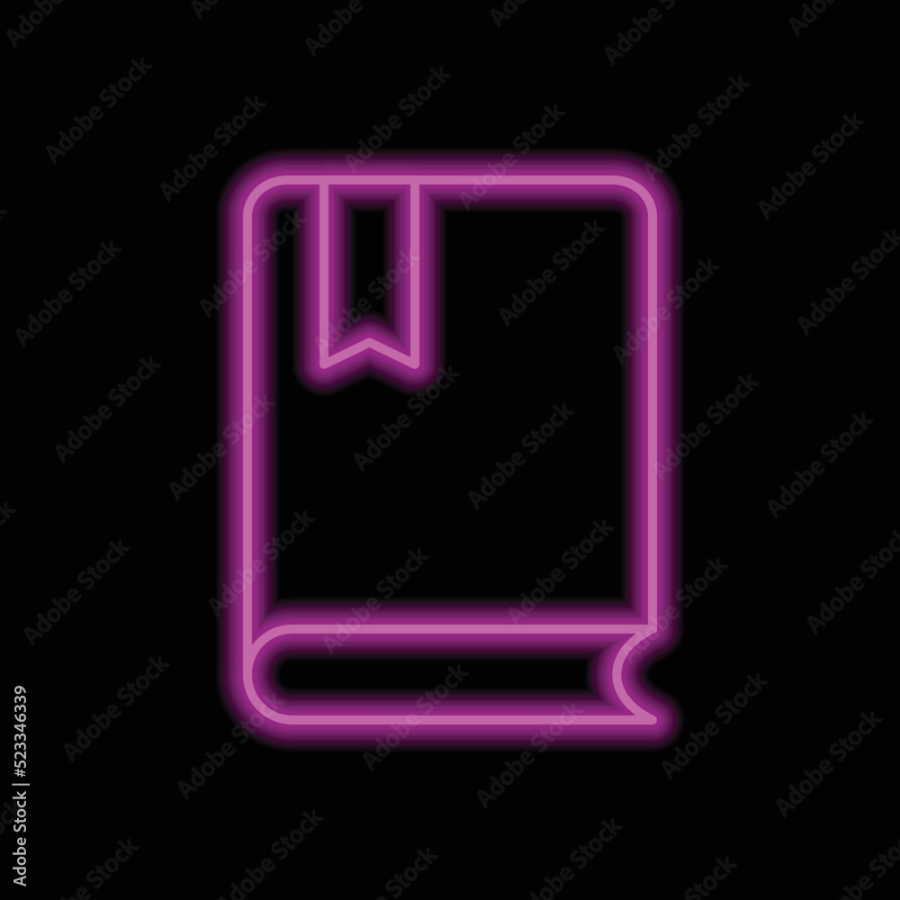 Book simple icon vector. Flat design. Purple neon on black background.ai Book simple icon vector. Flat design. Purple neon on black background.ai