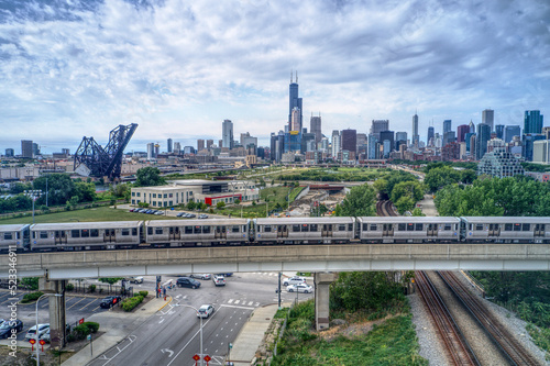 Chicago Train through Chinatown