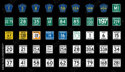 Ohio’s counties and their county route shields photo