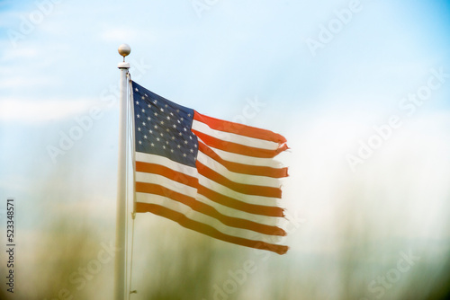 American flag with dune grass photo