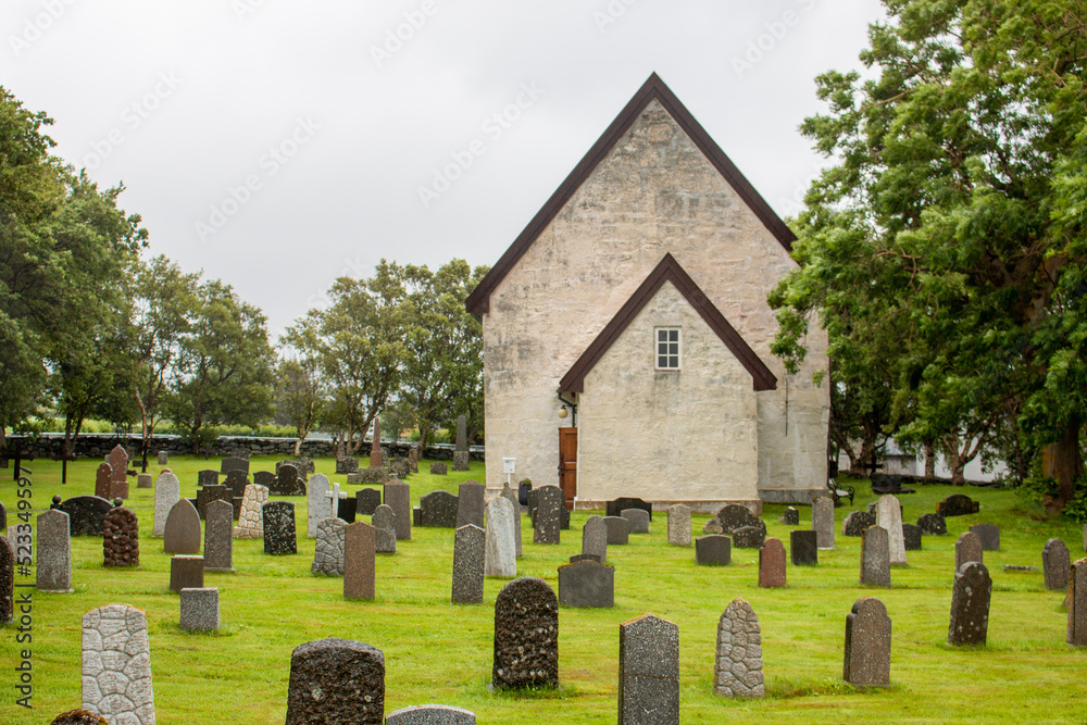 Giske Church (Giske kyrkje) on Giske island  in Møre og Romsdal in Norway (Norwegen, Norge or Noreg)