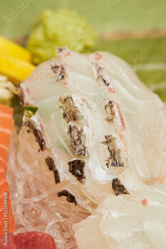 Assorted fresh sashimi on a plate