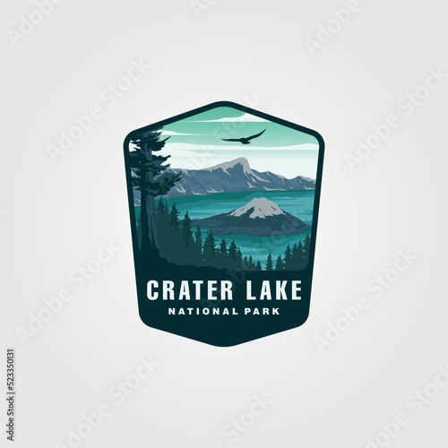 Obraz na plátne crater lake vintage logo vector symbol illustration design