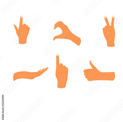 Cartoon human female Woman hands poses and gestures