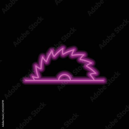Circular saw blade logo simple icon vector. Flat design. Purple neon on black background.ai