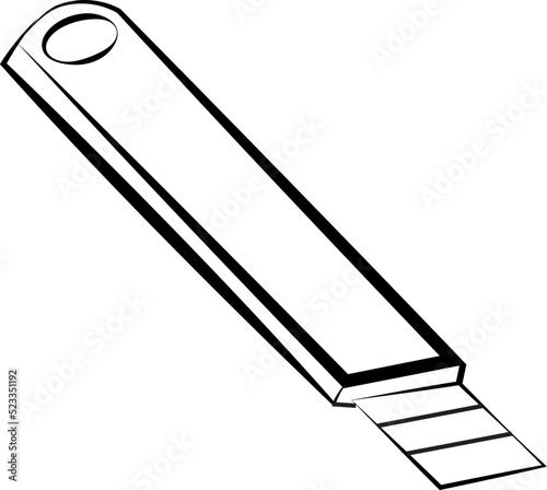 paper cutter and pocket knife using for hand craft isolated in white background doodle style vector illustration 