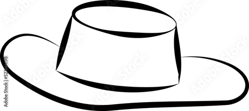 Cowboy style classical hat doodle style line art vector illustration isolated in white background Fedora Panama Stetson