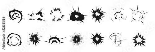 Obraz na plátně Exploded bomb effect silhouettes set icon