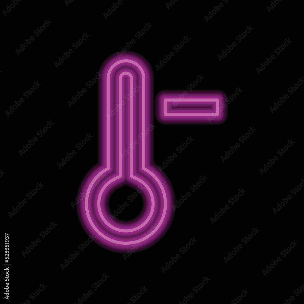 Low temperature simple icon vector. Flat design. Purple neon on black background.ai Low temperature simple icon vector. Flat design. Purple neon on black background.ai