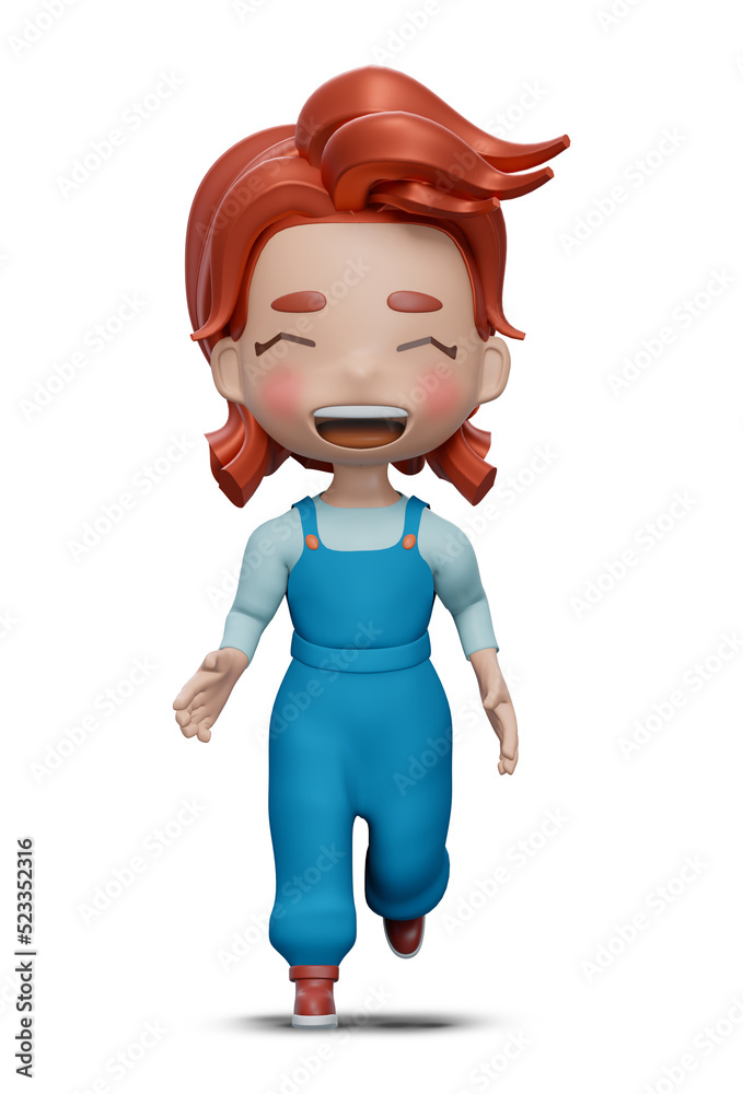 3D render , Cute Girl , Cartoon character girl , Woman Greeting Gesture 3D render , Cute Girl , Cartoon character girl , Woman Greeting Gesture