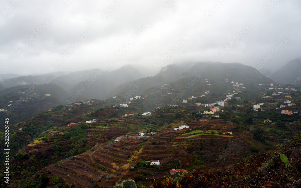 Canary Islands. Rainy day in the mountains of La Palma.