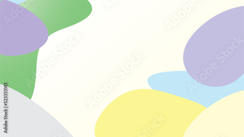Abstract soft colorful blobs with soft yellow background.