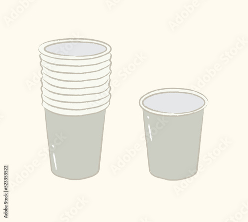 A stack of green paper cups in flat vector illustration