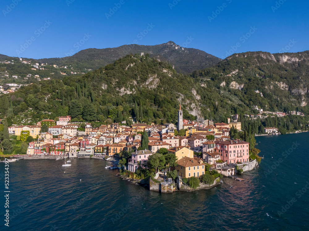 Aerial view of Varenna on the Lake Como