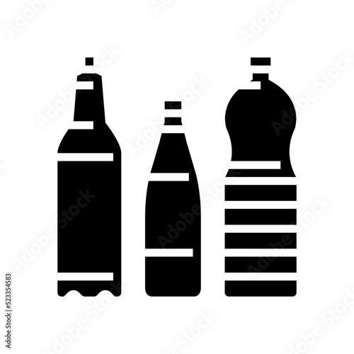 bottle packaging plastic waste glyph icon vector. bottle packaging plastic waste sign. isolated symbol illustration