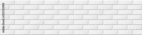 Brick wall seamless white background. Geometric simple repeatalbe pattern. Endless stone texture. Banner, poster, card