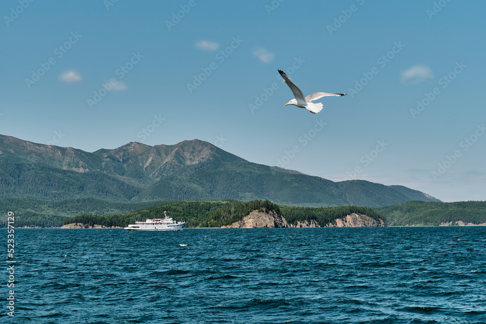 Chivyrkuisky Bay of Lake Baikal.Bolshoy Kyltygey island. Zabaikalsky National Park,Buryatia,Russia