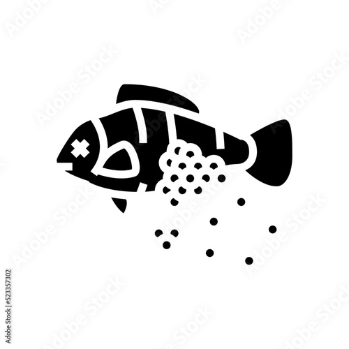 plastic microbeads in fish glyph icon vector. plastic microbeads in fish sign. isolated symbol illustration