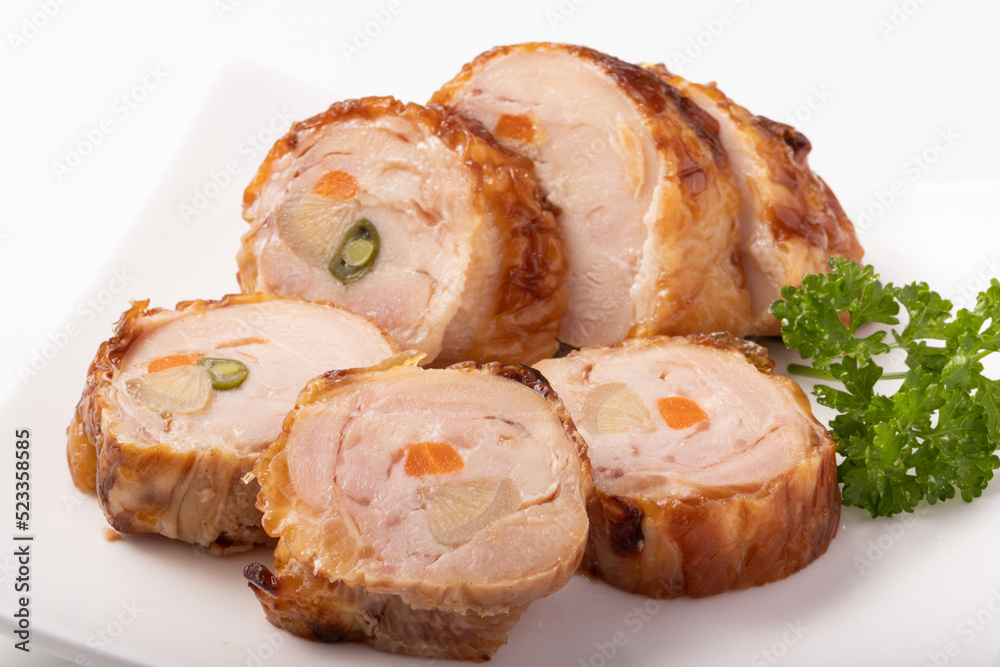 鶏肉の野菜巻き (ごぼう・いんげん・にんじん) 鶏肉の野菜巻き (ごぼう・いんげん・にんじん)