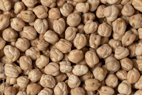 Organic chickpeas. Top view, close-up.