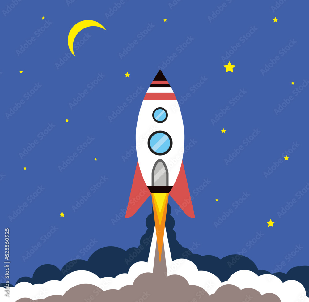 Launch of rocket starship startup to space Launch of rocket starship startup to space