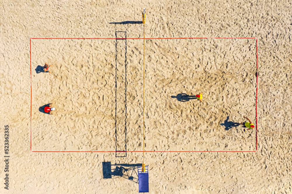 Ταπετσαρία Top view of beach volleyball practice on the sand.