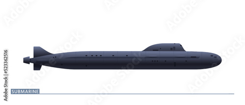 Navy submarine isolated on a white background. Vector illustration