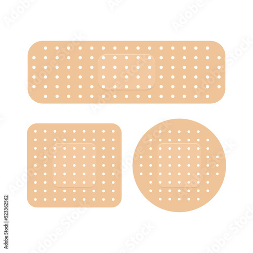 set of medical plasters isolated on white background