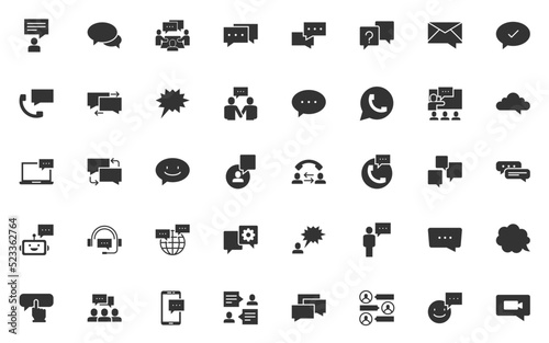 set of communication, line icons, talk, chat,  consultant