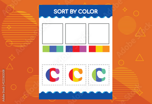 Alphabet C sorts by color for kids. Good for school and kindergarten projects