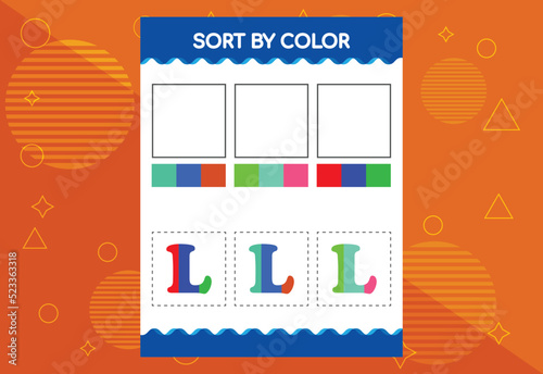 Alphabet L sorts by color for kids. Good for school and kindergarten projects