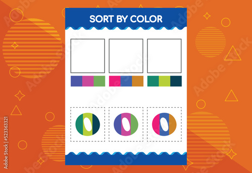 Alphabet O sorts by color for kids. Good for school and kindergarten projects