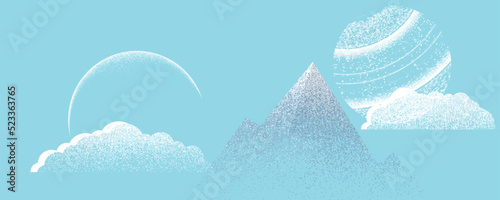 Futuristic landscape, with noise texture . fantasy landscape .Vector illustration