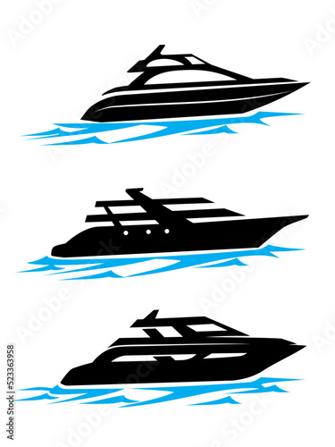 Modern Yacht Silhouette, Medium Size Luxury Boat
