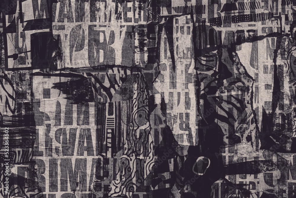 Abstract Collage Background with torn posters, letters and graphics elements. Abstract Collage Background with torn posters, letters and graphics elements.