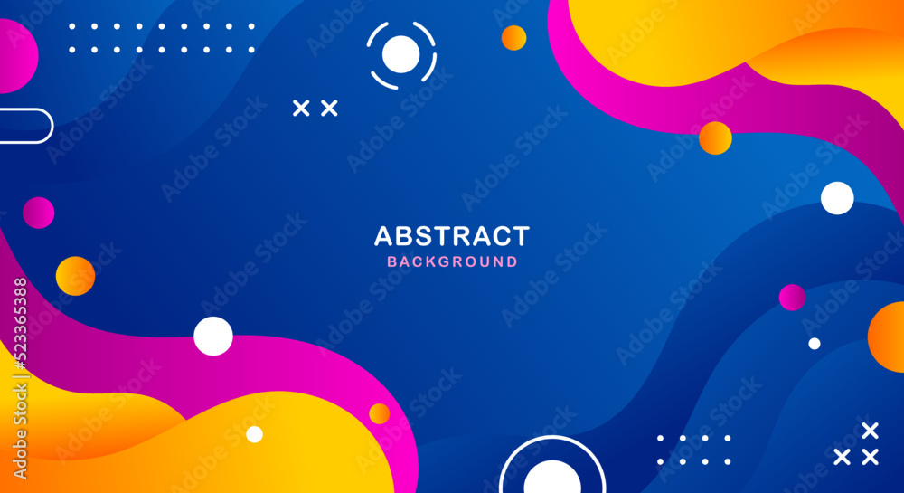 Abstract blue with colorful memphis background