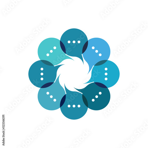 Business meeting, opinion bubbles logo