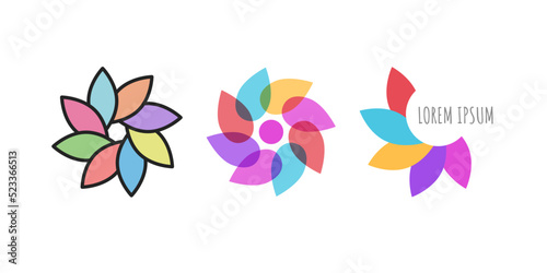 Set of geometric abstract flowers