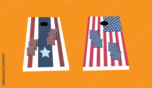 Cornhole Boards Vector Illustration Design With Premium Concept And Quality Design.Corn hole Board With american flags.