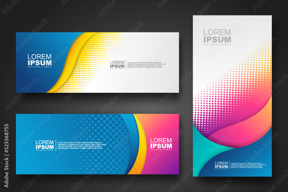 Fototapeta premium Banner set design template in trendy dynamic gradient colors