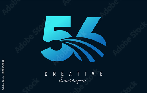Creative number 56 logo with leading lines and road concept design. Letter with geometric design. Vector Illustration with number and creative cuts. photo