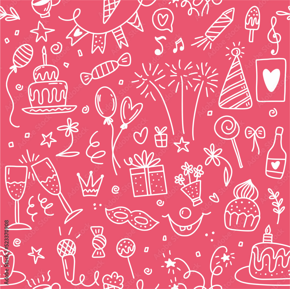 Vector pattern birthday, holiday. Drawing by hand with a line