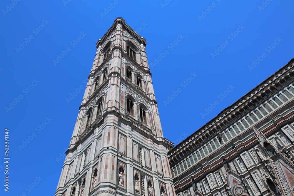 Close up Image of the top of Campanile Di Giotto, Florence, Italy.