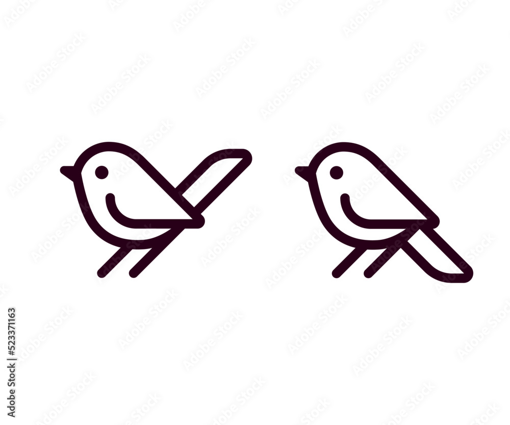 Fototapeta Simple cartoon bird line icon