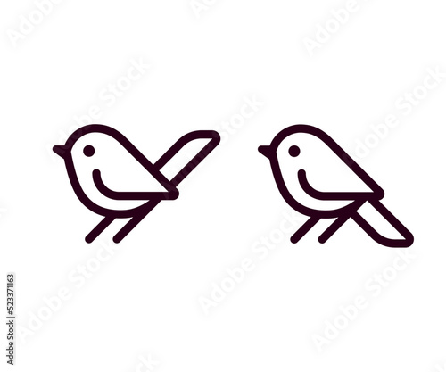Simple cartoon bird line icon